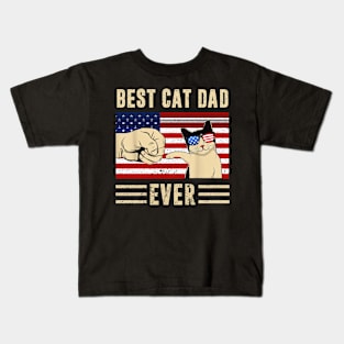 Best Cat Dad Ever American Flag Kids T-Shirt